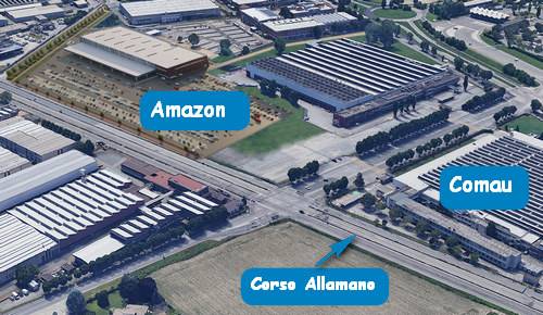 Mappa territorio dove sorgerà lo stabilimento Amazon di Grugliasco