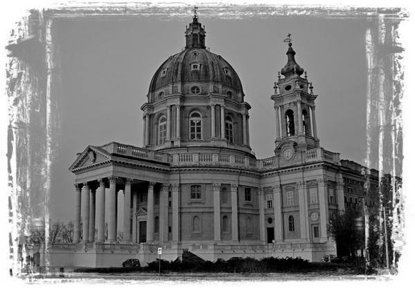 Basilica di Superga, Torino. Foto in bianco e nero.