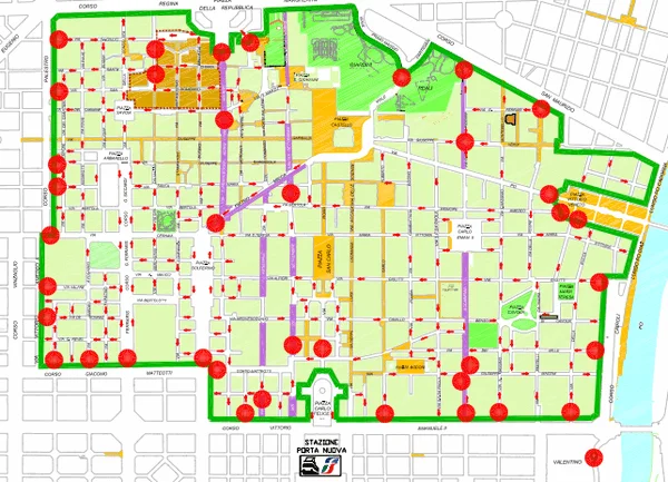 Mappa della ZTL di Torino. Zona a Traffico Limitato