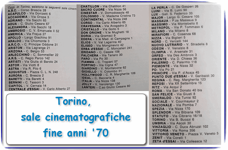 Sale cinema a Torino negli anni '70.