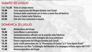 Assietta, Festa del Piemonte. Programma con rievocazione storica