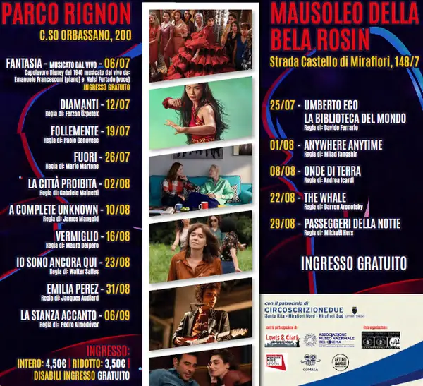 Programma cinema estivo "In Famiglia". Circoscrizione 2, Torino