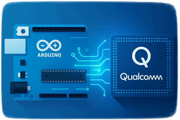 Azienda Arduino entra in Qualcomm. Rappresentazione IA.