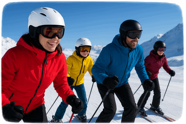 Sciatori con il casco. Realizzazione Intelligenza Artificiale