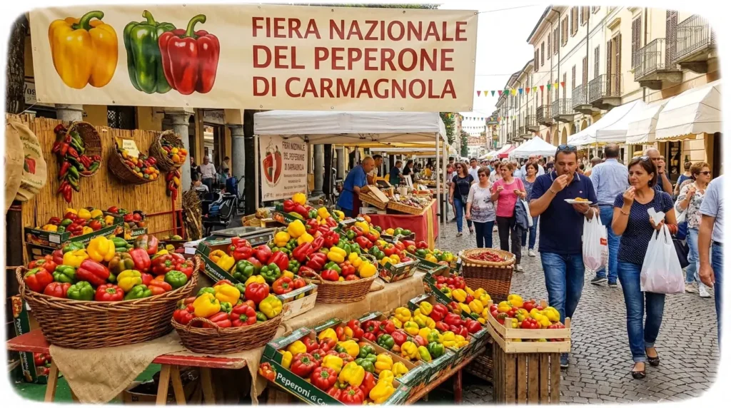 Fiera Nazionale del Peperone a Carmagnola. Immagine realizzata da AI